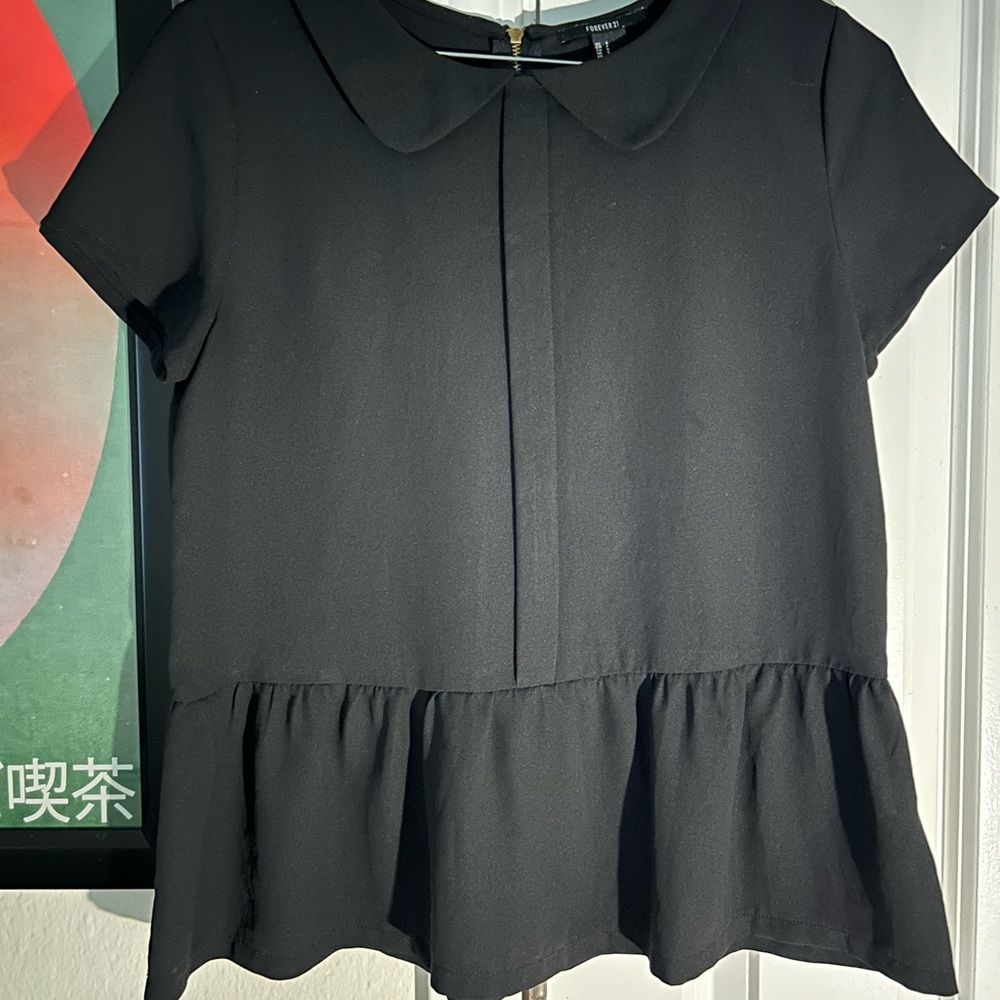 Forever 21 Black Peplum Blouse